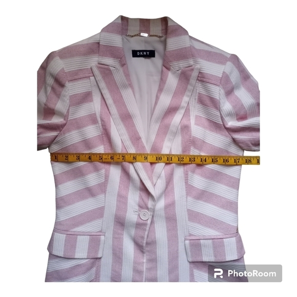 DKNY Pink and White Striped Blazer Size 4P - Picture 8 of 15